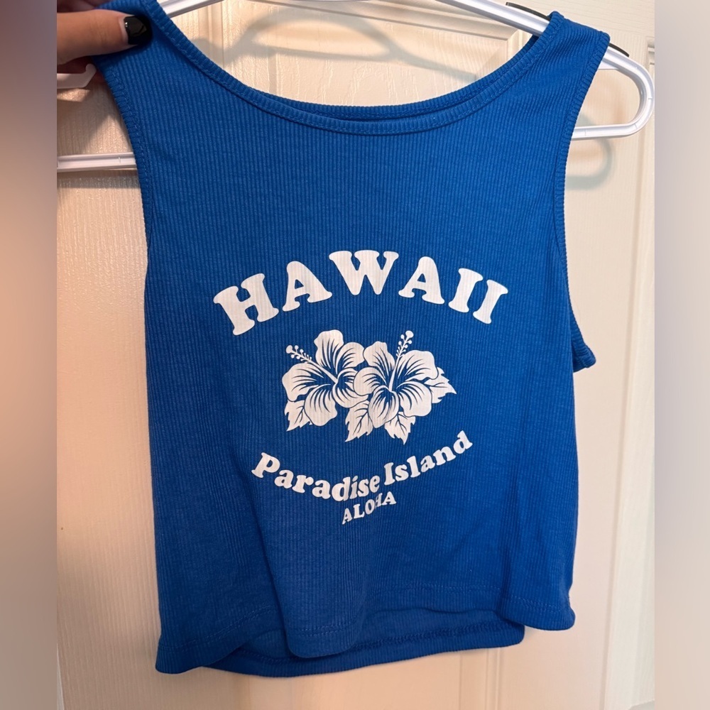 SHEIN Blue Ribbed tank Top - Picture 1 of 2